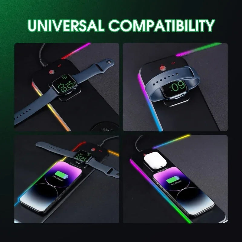 Mouse Pad RGB XL con Carga Inalámbrica — LuxuGlow