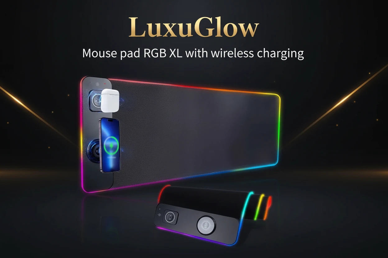 Mouse Pad RGB XL con Carga Inalámbrica — LuxuGlow